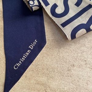 Dior Scarf Skinny Twilly Oblique Mitzah Blue Navy